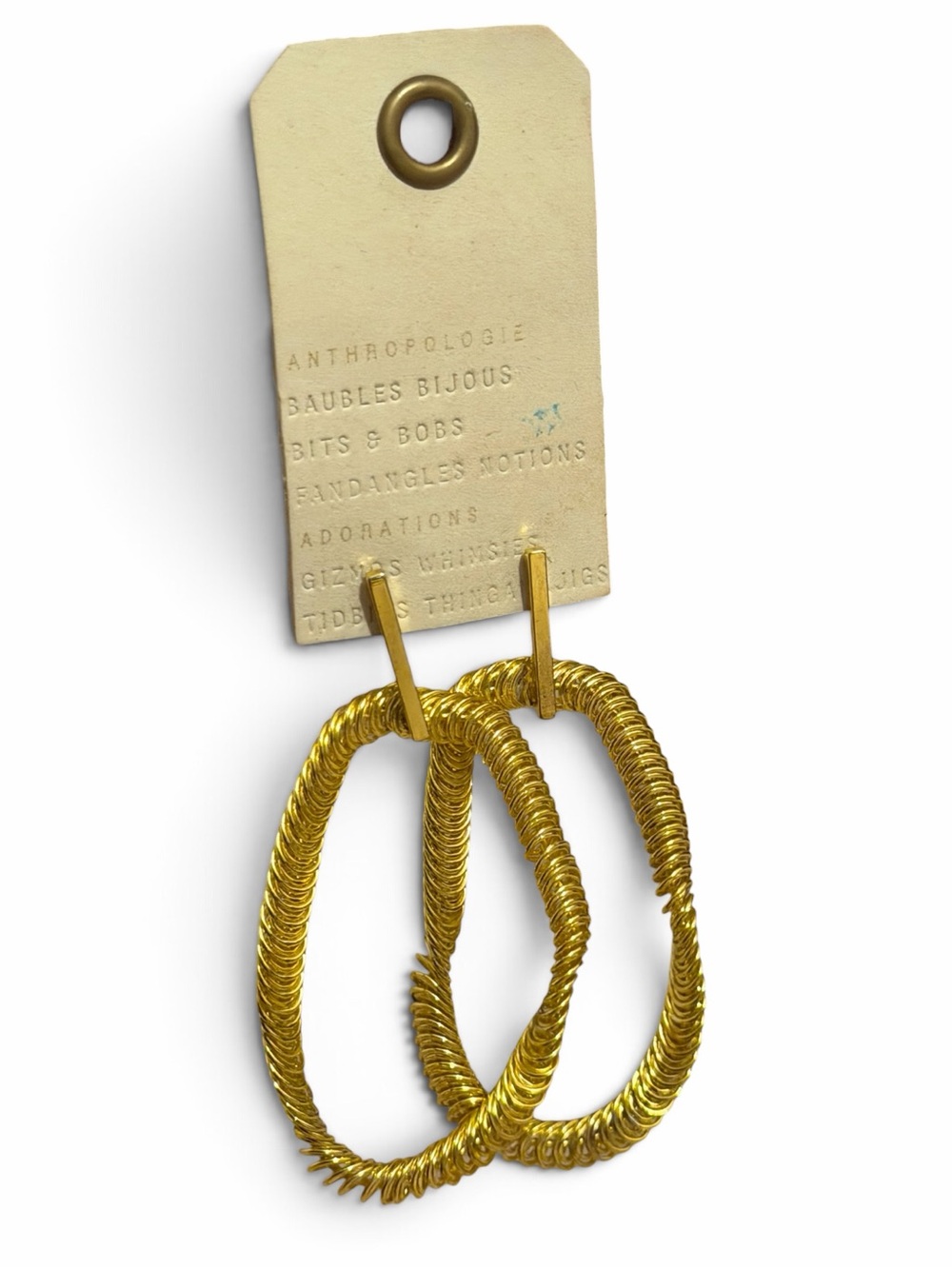 NWT Anthropologie Twist 
Hoop Yellow Gold statement Earrings